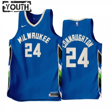 Camiseta Niños NBA Milwaukee Bucks Pat Connaughton 24 2022-23 Nike City Edition Azul Swingman